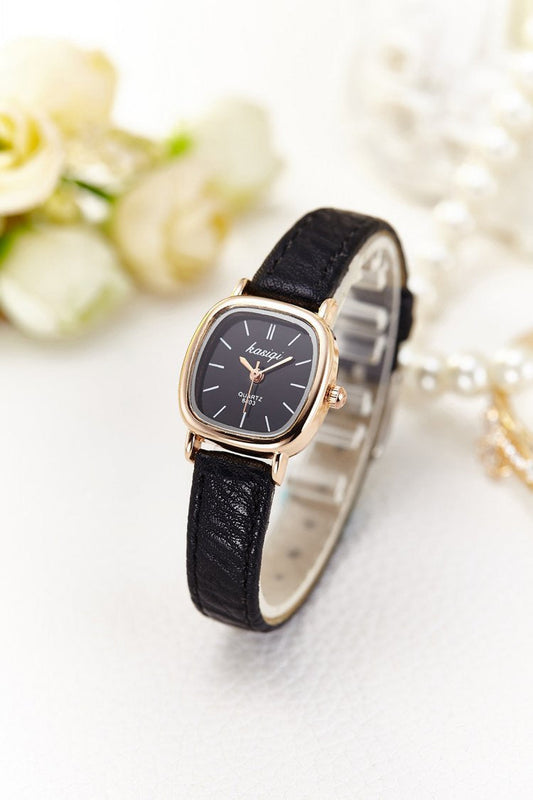 WHL053 CZH Imp Rectangular Women Leather Strap Watch - WHL