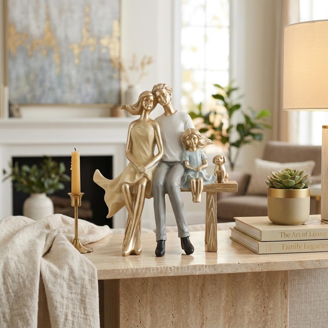 Loving Family and Pet Showpiece for Home Decor