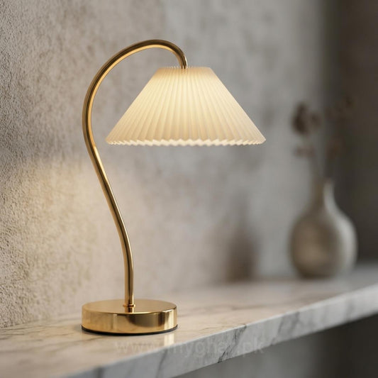 Luxury Rechargeable White Table Lamp with Golden Base