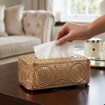 Metal Gold Decorative Tissue Box Cover