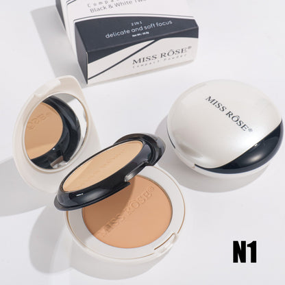 Miss Rose Black & White Two-Tone Compact Powder