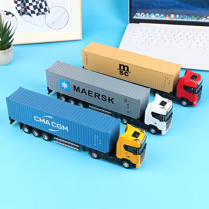 1:36 Pull Back Scale Diecast Container Truck With Light And Sound