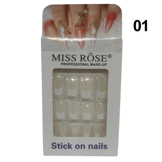 Miss Rose Stick on French Nails