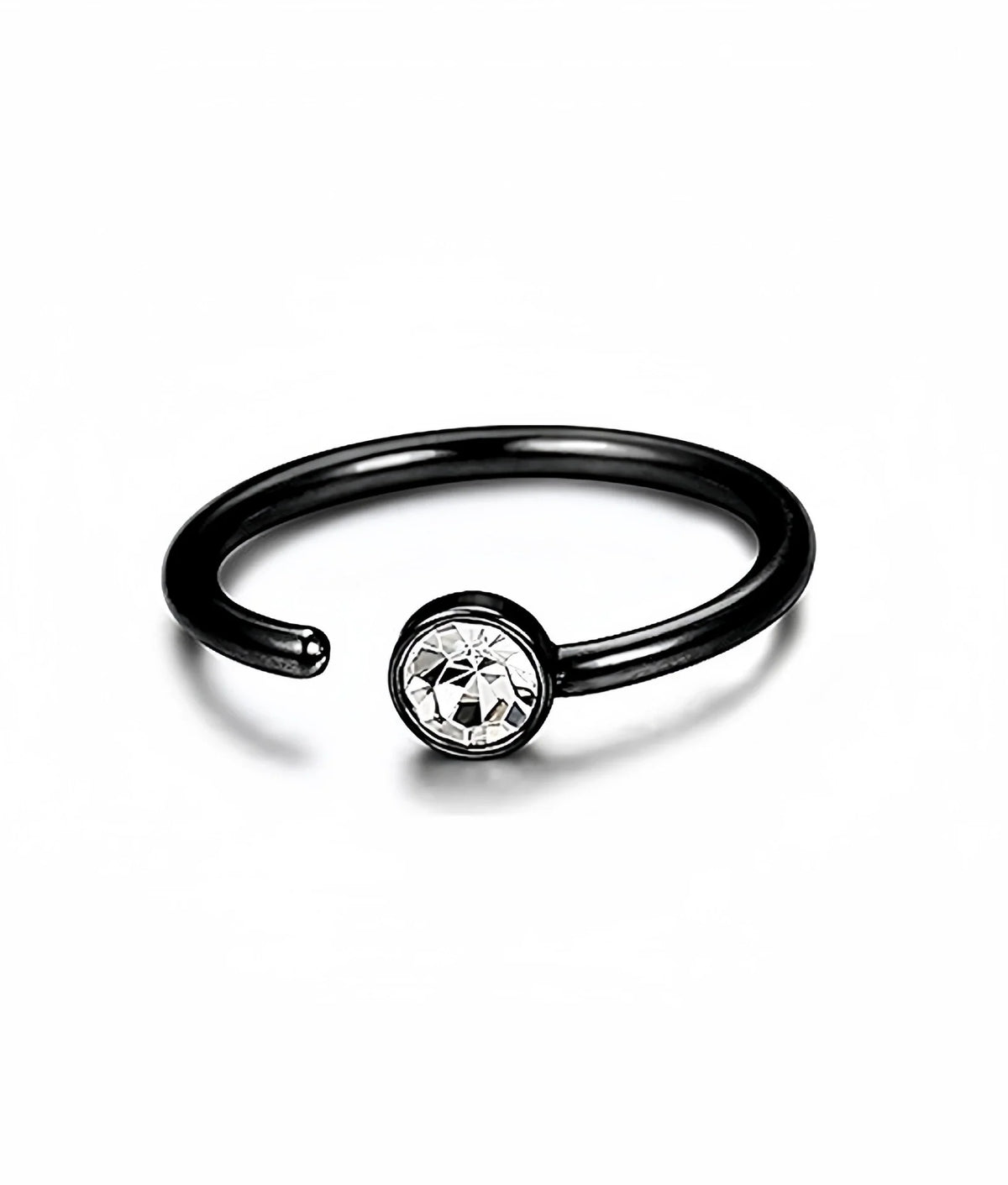 Black Stainless Steel Crystal C-Shaped Nose Ring