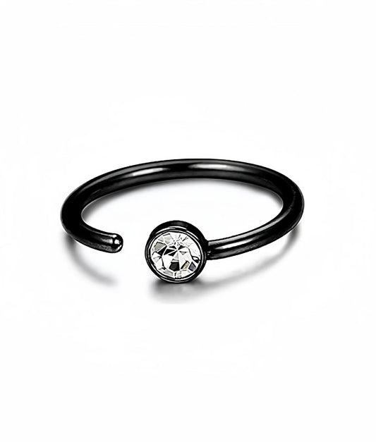 Black Stainless Steel Crystal C-Shaped Nose Ring