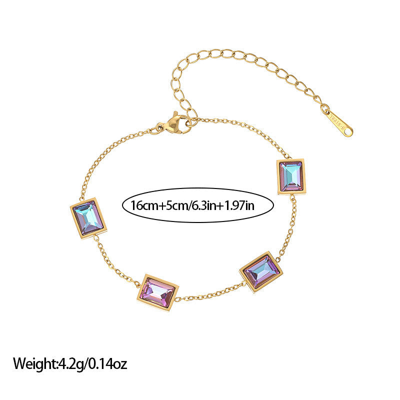 Aurora Crystal Emerald-Cut Chain Bracelet