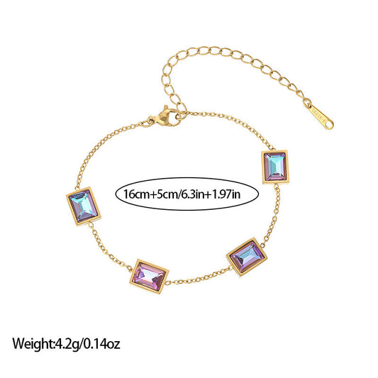 Aurora Crystal Emerald-Cut Chain Bracelet