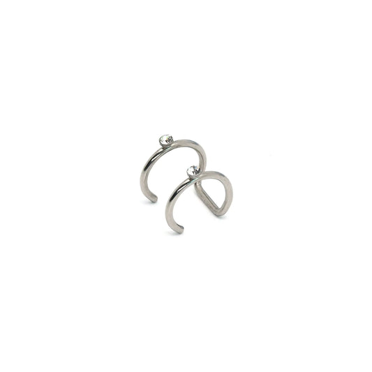 Stainless Steel U-Shaped Crystal Ear Cuff
