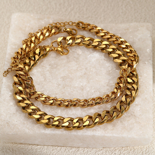Golden Cuban Layered Beach Anklet