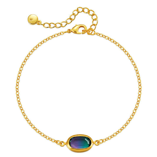 Gold-Plated Iridescent Oval Charm Bracelet