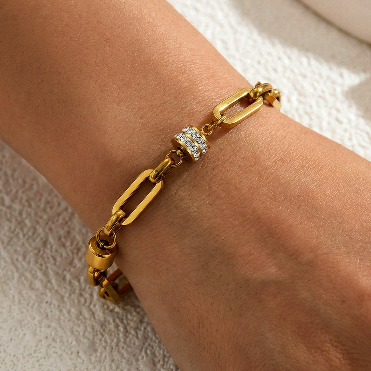 Gold-Tone Crystal Link Bracelet
