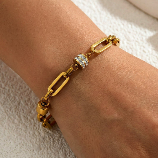 Gold-Tone Crystal Link Bracelet