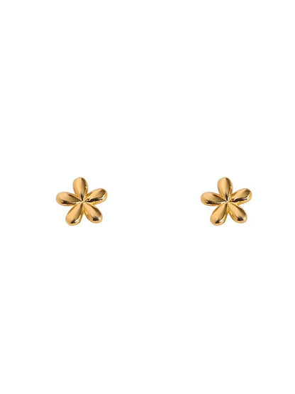 Gleaming Five-Petal Flower Gold Stud Earrings