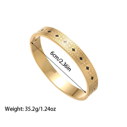 Vintage Engraved Clover Hinged Bangle