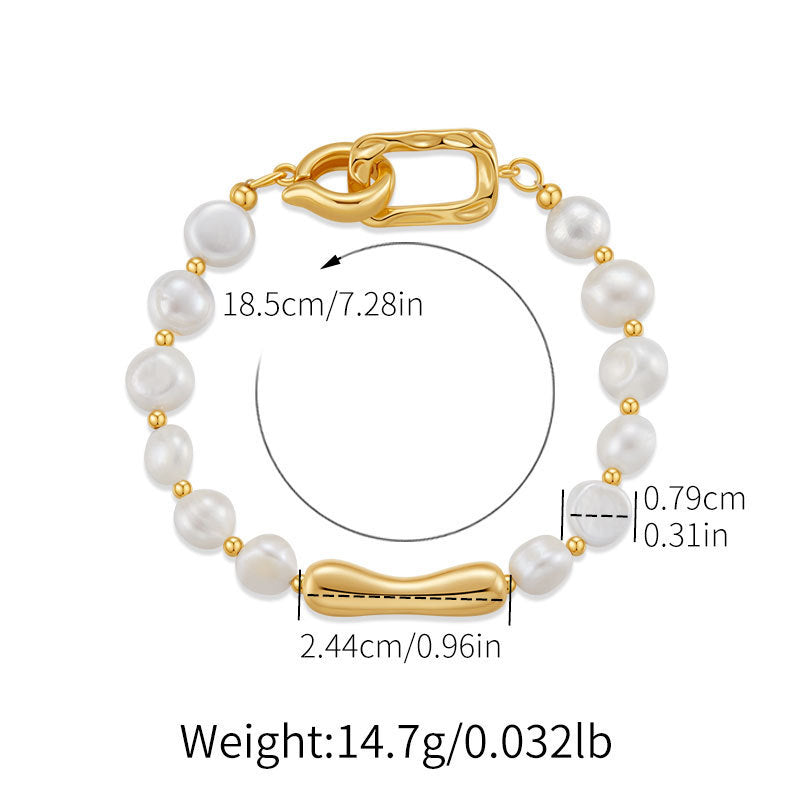 Gold-Plated Pearl Beaded Bracelet