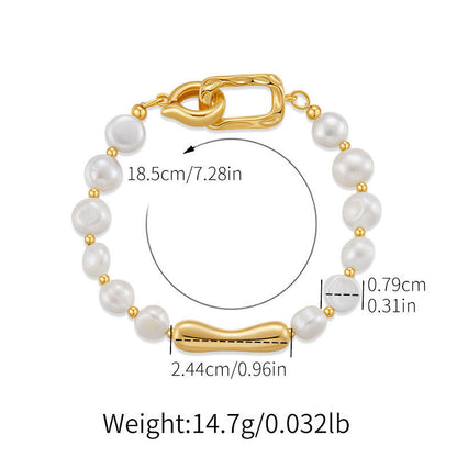 Gold-Plated Pearl Beaded Bracelet