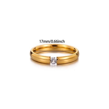 18K Gold Plated Crystal Solitaire Ring - Size 7