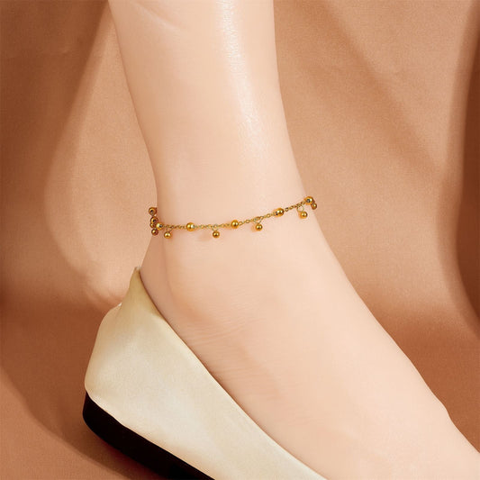 Gold-Tone Beaded Dangle Anklet