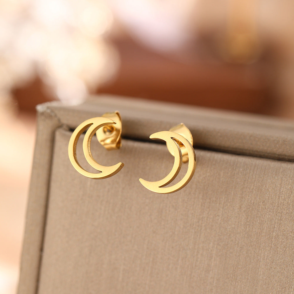 Gleaming Crescent Hollow Moon Earrings