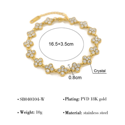 18K Gold Plated Crystal Flower Link Bracelet