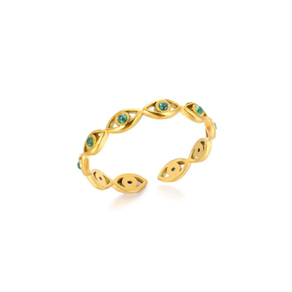 Golden Evil Eye Adjustable Ring