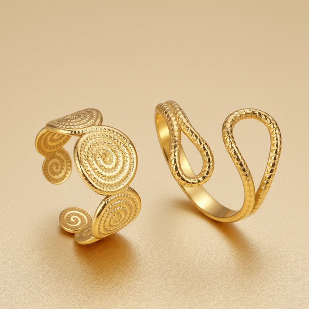 Ancient Greece Textured Adjustable Ring Set