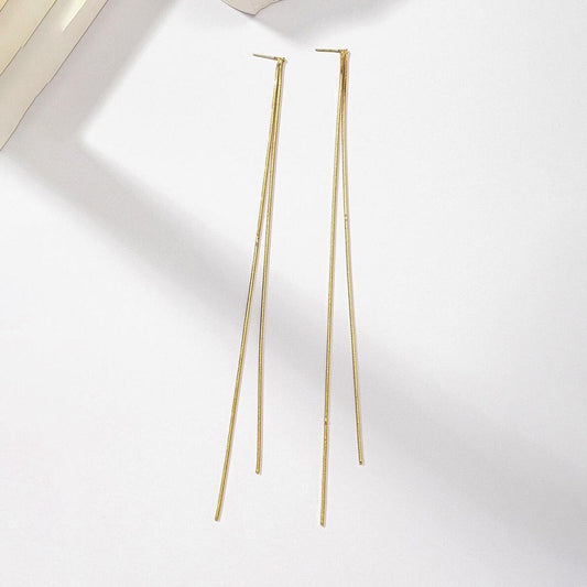 Minimalist Long Double-Chain Drop Earrings