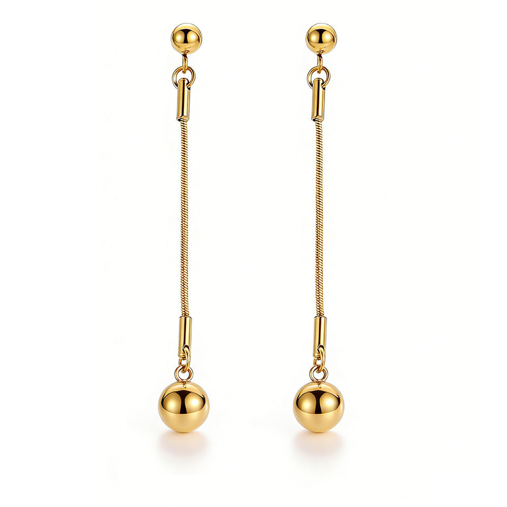 Aurelia Long Gold Ball Pendant Earrings