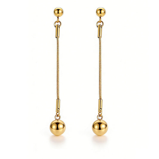 Aurelia Long Gold Ball Pendant Earrings