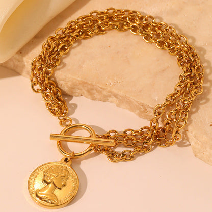 Aurelia Layered Coin OT Clasp Bracelet