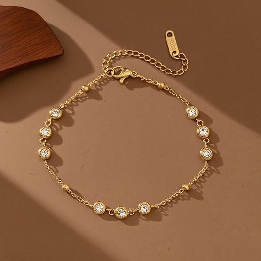 Vintage Bezel Crystal satellite Chain Bracelet