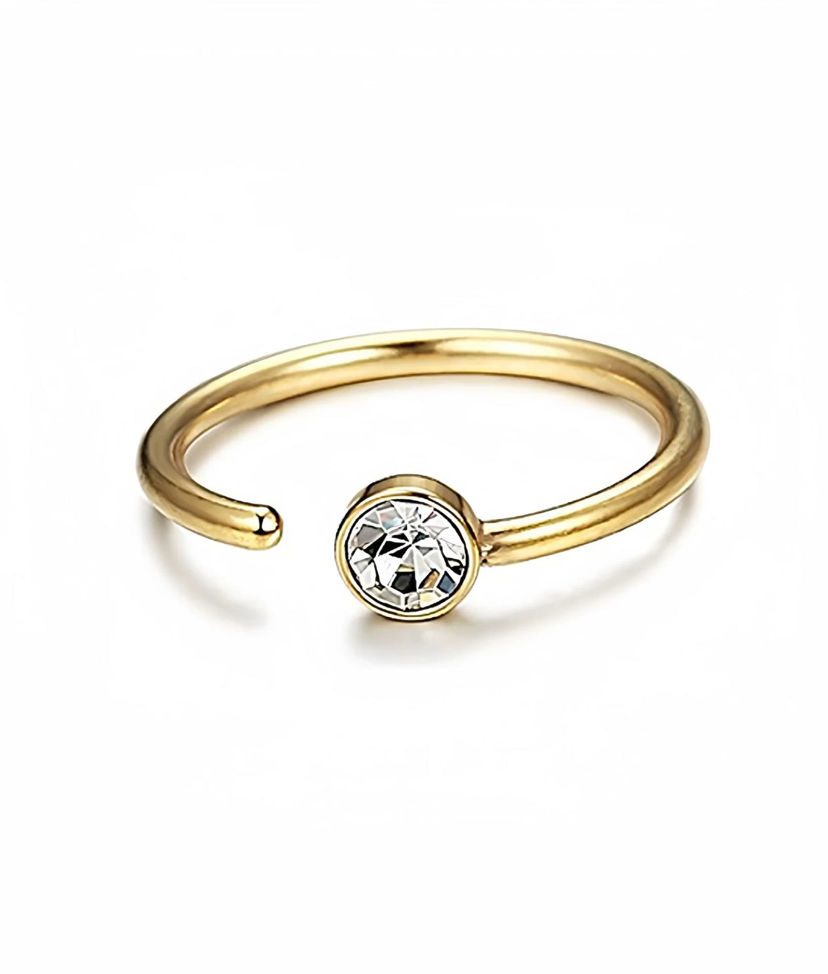 Gold Plated Crystal C-Shaped Nose Ring