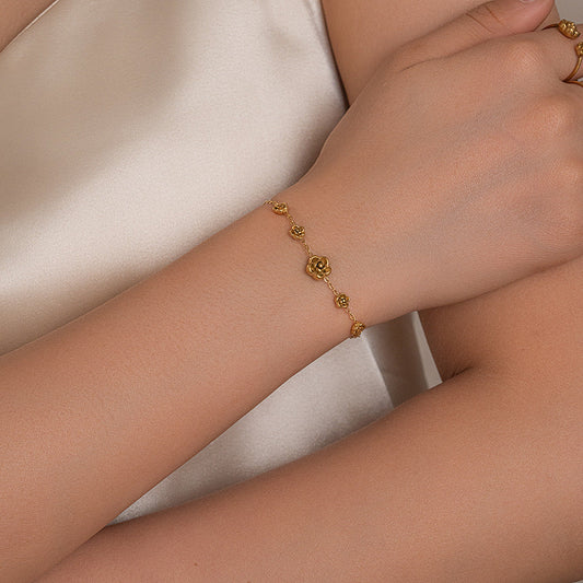 Dainty Golden Rose Station Bracelet