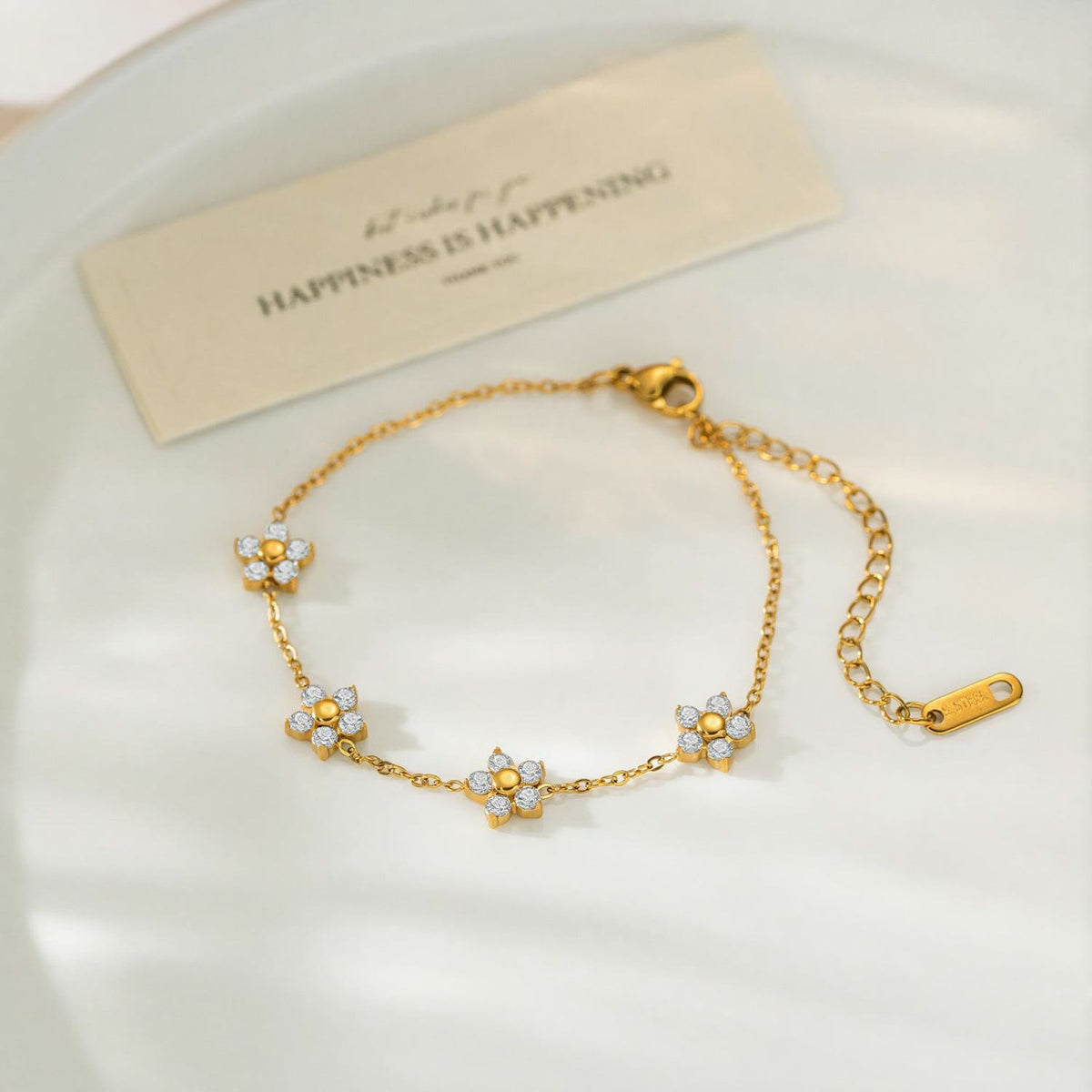 Dainty Crystal Blossom Station Bracelet