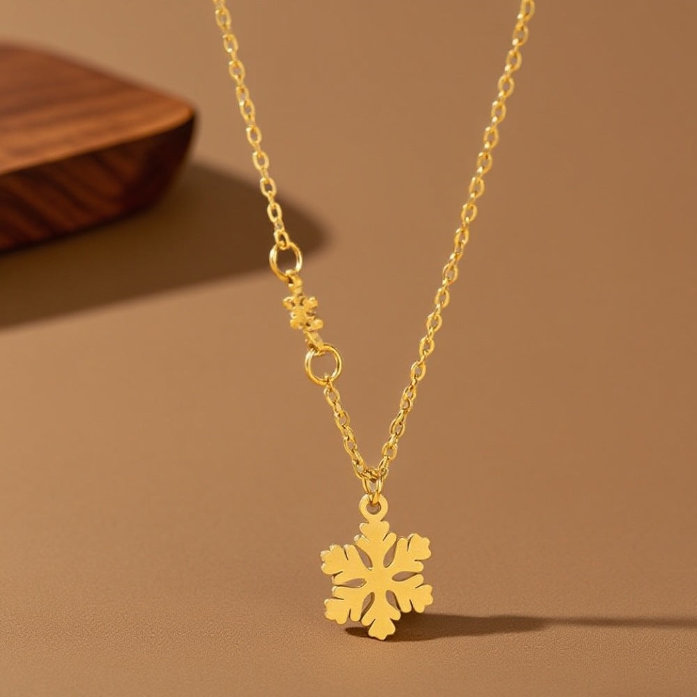 Dainty Winter Snowflake Pendant Necklace