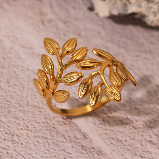 Laurel Leaf Bypass Adjustable Ring