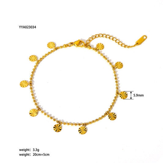Sunburst Charm Dainty Gold Anklet