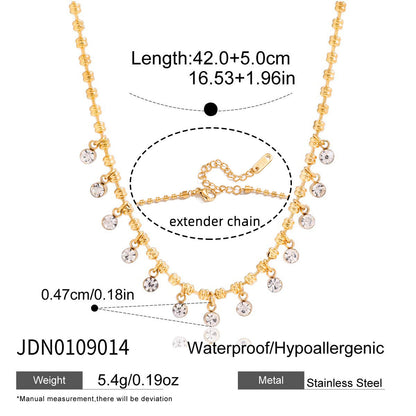Dainty Beaded Solitaire Drop Necklace