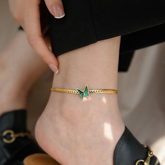 Green Butterfly Chain Anklet