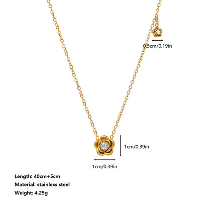 Dainty Rose Solitaire Pendant Necklace