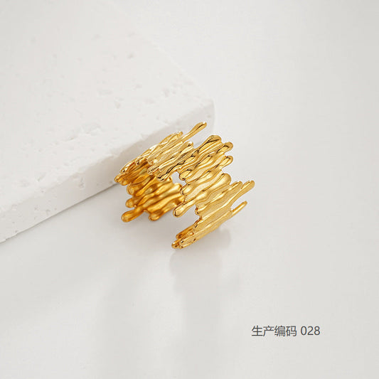Liquid Gold Textured Adjustable Statement Ring