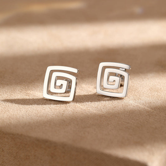 Square Spiral Stud Earrings
