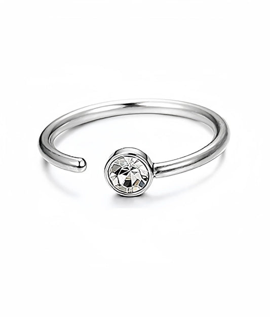Stainless Steel Crystal C-Shaped Nose Ring