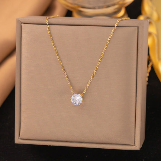 Starlight Crystal Solitaire Necklace