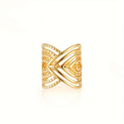 Bohemian Geometric Multi-Band Adjustable Ring