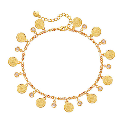 Gold-Plated Coin Charm Anklet