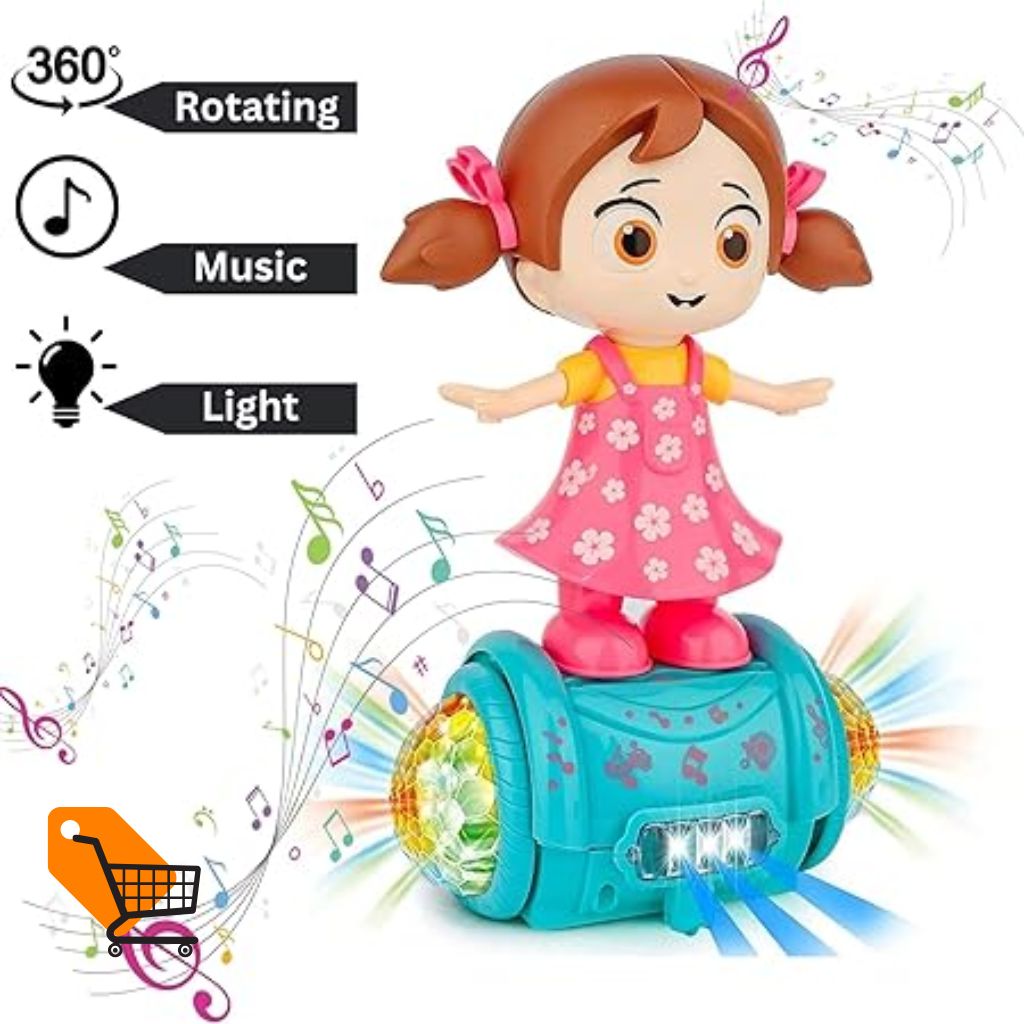 Dancing Girl 360 Degree Rotating with 5D Light and Music