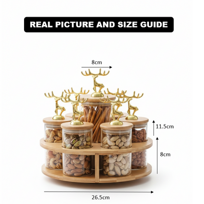 TintedGold 7-Pcs Rotating Storage Jars Station (1109)