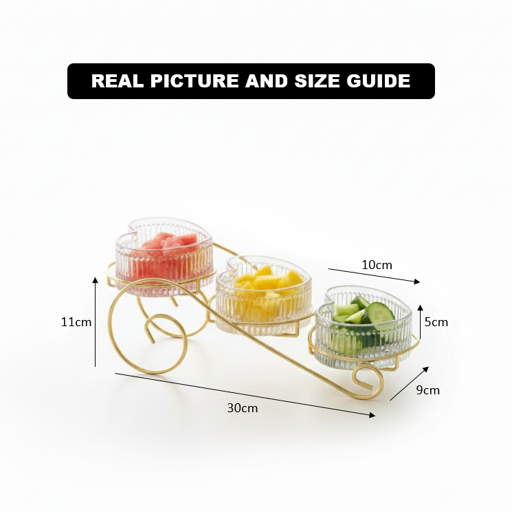 EliteCurve Heart-Shaped Glass Serving Trio (1120)
