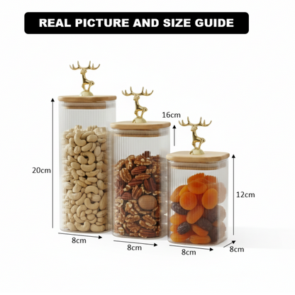 Imperial Stag Glass Jars Trio (1113)
